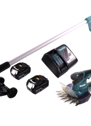 Tijera cortacésped a batería Makita DUM 604 RM 18 V + mango alargador con rodillo + 2x baterías 4,0 Ah + cargador