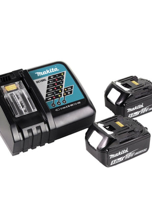 Tijeras para césped a batería Makita DUM 604 RT 18 V + mango alargador con rodillo + 2x baterías 5,0 Ah + cargador