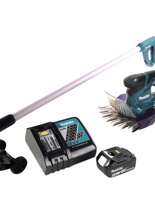 Tijera cortacésped a batería Makita DUM 604 RG1 18 V + mango alargador con rodillo + 1x batería 6,0 Ah + cargador