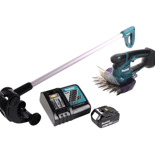 Tijera cortacésped a batería Makita DUM 604 RG1 18 V + mango alargador con rodillo + 1x batería 6,0 Ah + cargador