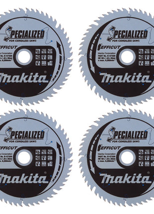 Makita CCXF16556EL Hoja de sierra SPECIALIZED EFFICUT 165 x 20 x 1,45 mm 4 piezas (4x B-57320) 56 dientes para madera, laminado y plástico