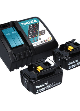 Tijera cortacésped a batería Makita DUM 604 RMX 18 V con cuchilla cortacésped y arbustos + 2x baterías 4,0 Ah + cargador