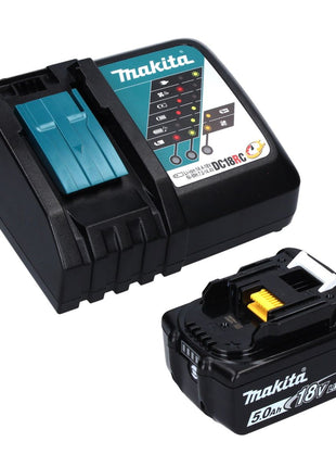 Tijera cortacésped a batería Makita DUM 604 RT1X 18 V con cuchilla cortacésped y arbustos + 1x batería 5,0 Ah + cargador