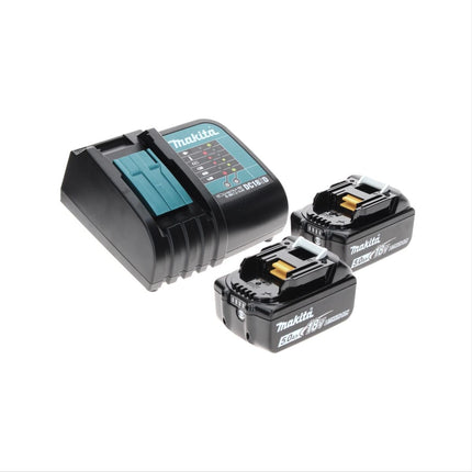 Taladro percutor a batería Makita DHP 484 STTX 18 V 54 Nm sin escobillas + 2x baterías 5,0 Ah + cargador + juego de brocas de 70 piezas + maletín de aluminio TX