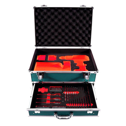 Makita DHP 484 SG1TX Perceuse-visseuse à percussion sans fil 18 V 54 Nm Brushless + 1x Batterie 6,0 Ah + Chargeur + Jeu de forets 70 pièces + Mallette en aluminium TX