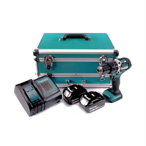 Makita DHP 484 SGTX Perceuse-visseuse à percussion sans fil 18 V 54 Nm Brushless + 2x Batteries 6,0 Ah + Chargeur + Jeu de 70 mèches + Mallette en aluminium TX