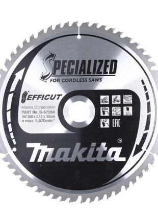 Hoja de sierra Makita CMSXF26080G SPECIALIZED EFFICUT 260 x 30 x 1,65 mm (B-67284) 60 dientes para madera