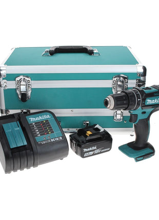 Makita DHP 482 ST1TX Perceuse visseuse à percussion sans fil 18 V 62 Nm + 1x Batterie 5,0 Ah + Chargeur + Coffret aluminium TX + Jeu d’embouts et de forets, 70 pcs.