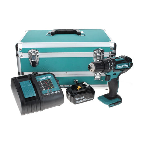 Makita DHP 482 SG1TX taladro percutor inalámbrico 18 V 62 Nm + 1x batería 6,0 Ah + cargador + juego de brocas de 70 piezas + maletín de aluminio TX