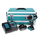 Makita DDF 484 SM1TX taladro atornillador inalámbrico 18 V 54 Nm sin escobillas + 1x batería 4,0 Ah + cargador + juego de brocas de 70 piezas + maletín de aluminio TX