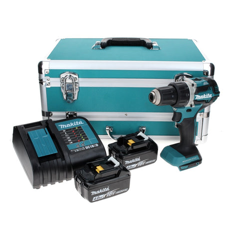 Makita DDF 484 SMTX taladro atornillador inalámbrico 18 V 54 Nm sin escobillas + 2x baterías 4,0 Ah + cargador + juego de brocas de 70 piezas + maletín de aluminio TX