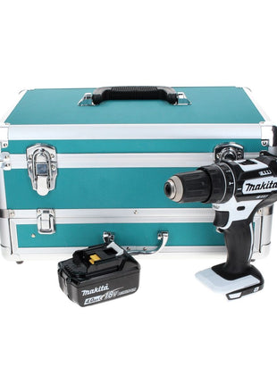 Makita DHP 482 M1TX W taladro percutor inalámbrico 18 V 62 Nm blanco + 1x batería 4,0 Ah + juego de brocas de 70 piezas + maletín de aluminio TX - sin cargador