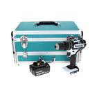 Makita DHP 482 T1TX W Taladro percutor inalámbrico 18 V 62 Nm blanco + 1x batería 5,0 Ah + juego de brocas de 70 piezas + maletín de aluminio TX - sin cargador