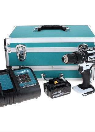 Makita DHP 482 SG1TX W taladro percutor inalámbrico 18 V 62 Nm blanco + 1x batería 6,0 Ah + cargador + juego de brocas 70 piezas + maletín de aluminio TX