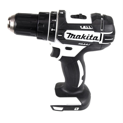 Makita DHP 482 SGTX W Taladro percutor inalámbrico 18 V 62 Nm blanco + 2x baterías 6,0 Ah + cargador + juego de brocas 70 piezas + maletín de aluminio TX