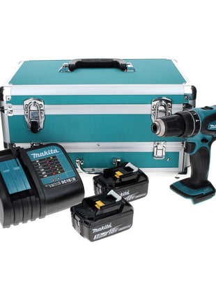 Makita DHP 456 SFTX Akku Schlagbohrschrauber 18 V 50 Nm + 2x Akku 3,0 Ah + Ladegerät + 70 tlg. Bit Bohrer Set + TX Alu Koffer