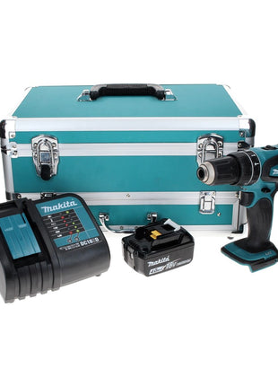 Makita DHP 456 SM1TX taladro percutor inalámbrico 18 V 50 Nm + 1x batería 4,0 Ah + cargador + juego de brocas de 70 piezas + maletín de aluminio TX