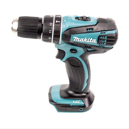 Taladro percutor inalámbrico Makita DHP 456 SMTX 18 V 50 Nm + 2x baterías 4,0 Ah + cargador + juego de brocas 70 piezas + maletín de aluminio TX