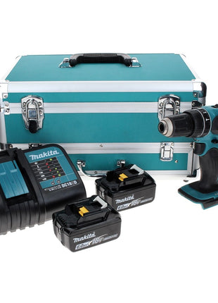 Makita DHP 456 SGTX Akku Schlagbohrschrauber 18 V 50 Nm + 2x Akku 6,0 Ah + Ladegerät + 70 tlg. Bit Bohrer Set + TX Alu Koffer