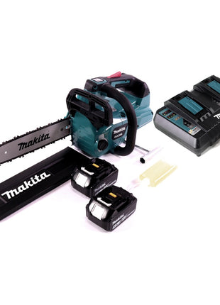 Motosierra a batería Makita DUC 306 PT 36 V (2x 18 V) sin escobillas 30 cm + 2x baterías 5,0 Ah + cargador doble