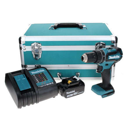 Makita DHP 485 SF1TX taladro percutor inalámbrico 18 V 50 Nm sin escobillas + 1x batería 3,0 Ah + cargador + juego de brocas de 70 piezas + maletín de aluminio TX
