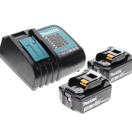 Taladro percutor a batería Makita DHP 485 SFTX 18 V 50 Nm sin escobillas + 2x baterías 3,0 Ah + cargador + juego de brocas de 70 piezas + maletín de aluminio TX