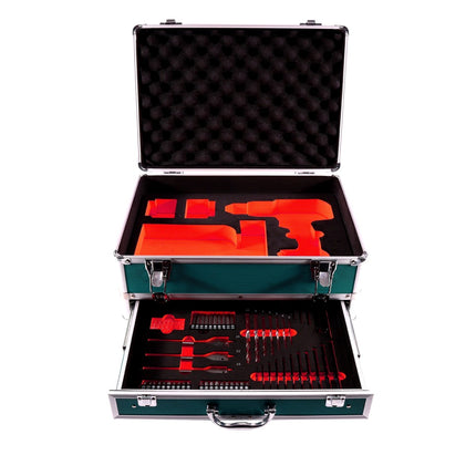 Makita DHP 485 SM1TX taladro percutor inalámbrico 18 V 50 Nm sin escobillas + 1x batería 4,0 Ah + cargador + juego de brocas de 70 piezas + maletín de aluminio TX