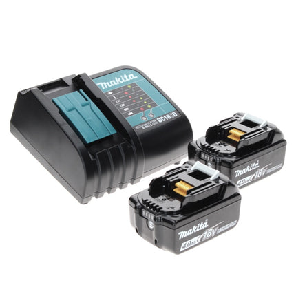 Taladro percutor a batería Makita DHP 485 SMTX 18 V 50 Nm sin escobillas + 2x baterías 4,0 Ah + cargador + juego de brocas de 70 piezas + maletín de aluminio TX