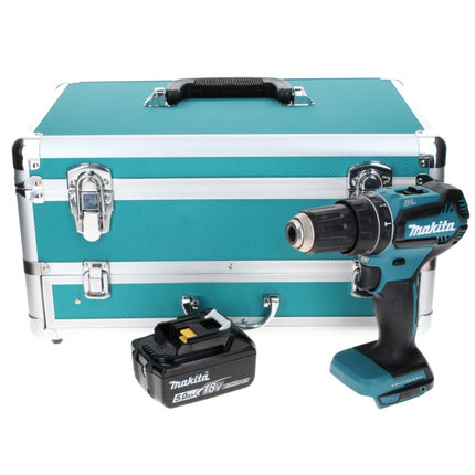 Makita DHP 485 T1TX taladro percutor inalámbrico 18 V 50 Nm sin escobillas + 1x batería 5,0 Ah + juego de brocas de 70 piezas + maletín de aluminio TX - sin cargador