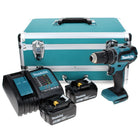 Makita DHP 485 STTX Trapano avvitatore con percussione a batteria 18V 50Nm + 2x Batterie 5,0 Ah + Caricabatterie + Set 70 punte + Valigetta in alluminio TX