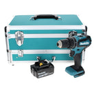 Makita DHP 485 G1TX Perceuse-visseuse à percussion sans fil 18 V 50 Nm Brushless + 1x Batterie 6,0 Ah + Jeu de 70 mèches + Mallette en aluminium TX - sans chargeur