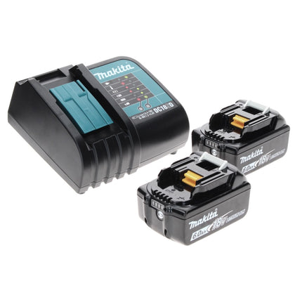 Taladro percutor a batería Makita DHP 485 SGTX 18 V 50 Nm sin escobillas + 2x baterías 6,0 Ah + cargador + juego de brocas de 70 piezas + maletín de aluminio TX