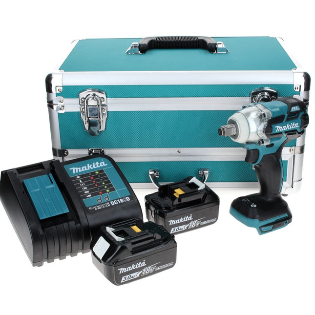 Makita DTW 285 SFTX llave de impacto a batería 18 V 280 Nm 1/2" sin escobillas + 2x baterías 3,0 Ah + cargador + juego de brocas de 70 piezas + maletín de aluminio TX