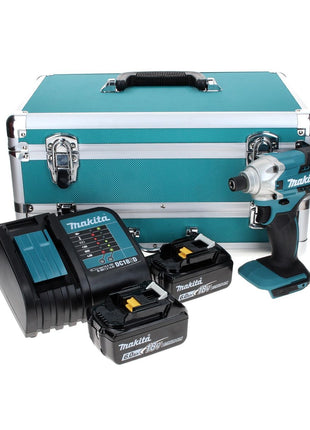 Makita DTD 156 SGTX Akku Schlagschrauber 18 V 155 Nm + 2x Akku 6,0 Ah + Ladegerät + 70 tlg. Bit Bohrer Set + TX Alu Koffer