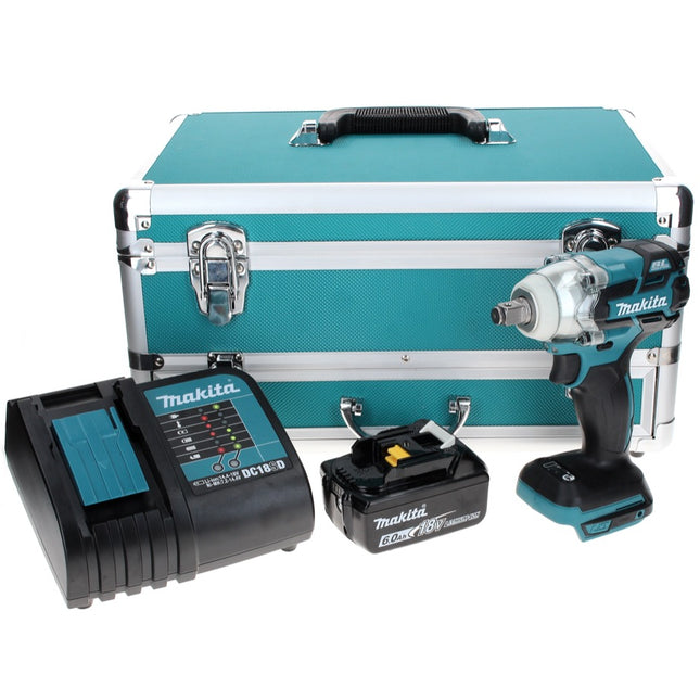 Makita DTW 285 SG1TX llave de impacto a batería 18 V 280 Nm 1/2" sin escobillas + 1x batería 6,0 Ah + cargador + juego de brocas de 70 piezas + maletín de aluminio TX