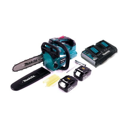 Makita DUC 256 PM Tronçonneuse à chaîne sans fil 36 V ( 2x 18 V ) Brushless 25 cm + 2x batterie 4,0 Ah + double chargeur