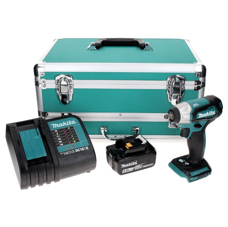 Makita DTW 180 ST1TX Visseuse à chocs sans fil 18 V 180 Nm 3/8" Brushless + 1x Batterie 5.0 Ah + Chargeur + Jeu de mèches 70 pièces + Mallette TX