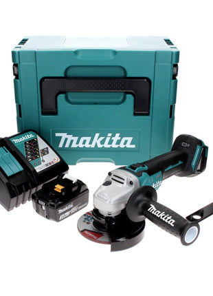 Amoladora angular a batería Makita DGA 506 RF1J 18 V 125 mm sin escobillas + 1x batería 3,0 Ah + cargador + Makpac