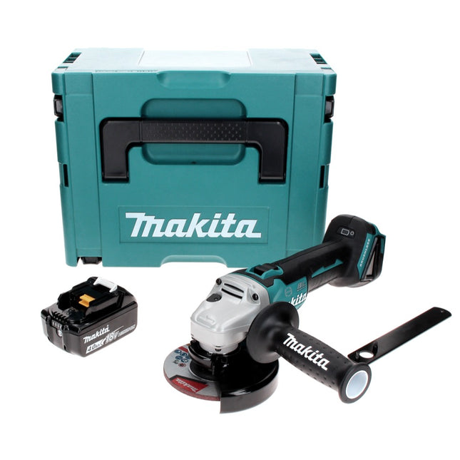 Makita DGA 506 M1J Amoladora angular sin cable 18 V 125 mm sin escobillas + 1x batería recargable 4,0 Ah + Makpac - sin cargador