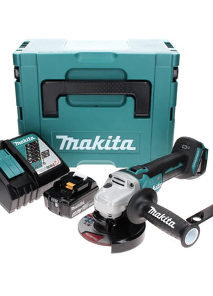 Amoladora angular a batería Makita DGA 506 RM1J 18 V 125 mm sin escobillas + 1x batería 4,0 Ah + cargador + Makpac