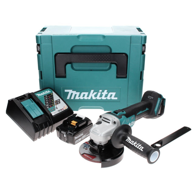Makita DGA 506 RM1J Amoladora angular sin cable 18 V 125 mm sin escobillas + 1x batería 4,0 Ah + cargador + Makpac