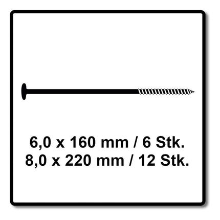 Juego de tornillos para tienda de campaña SPAX 6 x 160 mm y 8 x 220 mm WIROX (4000009100019)