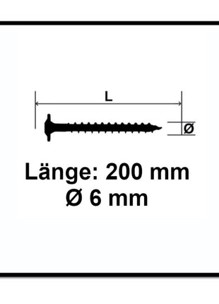 Tornillo cabeza placa SPAX HI.FORCE 6,0 x 200 mm 50 piezas (0251010602005) Torx T-Star Plus T30 rosca parcial Wirox 4Cut