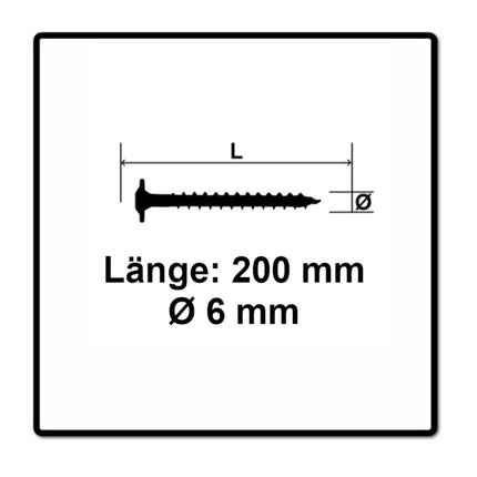 Tornillo cabeza placa SPAX HI.FORCE 6,0 x 200 mm 50 piezas (0251010602005) Torx T-Star Plus T30 rosca parcial Wirox 4Cut