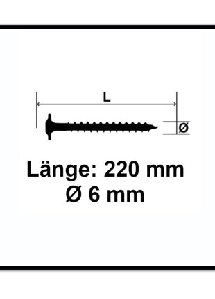 Tornillo cabeza placa SPAX HI.FORCE 6,0 x 220 mm 50 piezas (0251010602205) Torx T-Star Plus T30 rosca parcial Wirox 4Cut