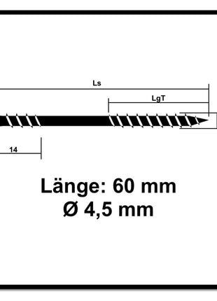 Tornillo fachada SPAX 4,5 x 60 mm 100 piezas Acero inoxidable A2 (25470004506022) rosca de fijación mini cabeza avellanada T-STAR Plus Torx T20 CUT