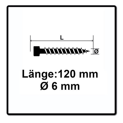 SPAX IN.FORCE Screw 6.0 x 120mm - Full thread - Cylindrical head - Torx T-STAR Plus T30 - WIROX - 4CUT drill point - 100 pcs. (1211010601205)