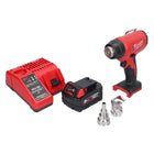 Pistola de aire caliente sin cable Milwaukee M18 BHG-501 18 V 470 °C + 1x batería recargable 5,0 Ah + cargador