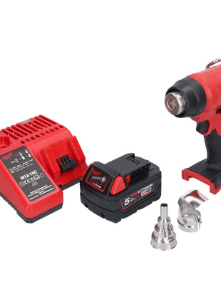 Soplador de aire caliente a batería Milwaukee M18 BHG-501 18 V 470 °C + 1x batería 5,0 Ah + cargador