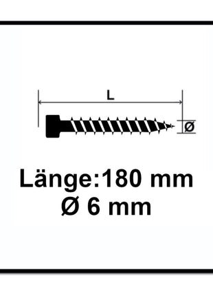 Tornillo SPAX IN.FORCE 6,0 x 180 mm 100 piezas (1211010601805) Torx T-STAR Plus T30 culata totalmente roscada Broca WIROX 4CUT